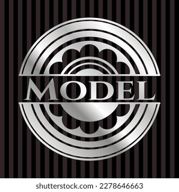 Model silvery badge. Vector Illustration. Mosaic. 