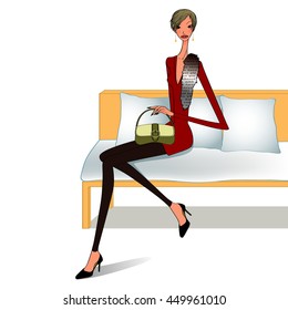 model sitting on a chaise longue, beautiful models