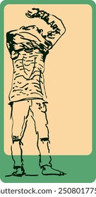 model sketches figure wearing sweaters on background colors- vector illustration