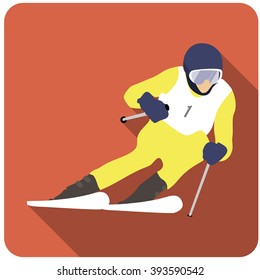 Model skier. Vector illustration