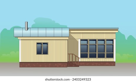 Model of a small garden house. Country house icon. Flat illustration design