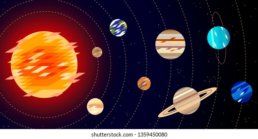 Vector Color Cartoon Illustration Solar System Stock Vector (Royalty ...