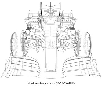Model speed car. Abstract drawing. Wire-frame. EPS10 format. Vector created of 3d