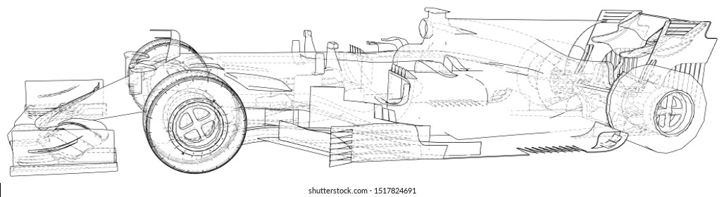 Model speed car. Abstract drawing. Wire-frame. EPS10 format. Vector created of 3d