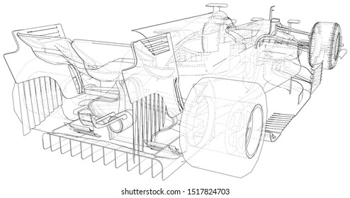 Model speed car. Abstract drawing. Wire-frame. EPS10 format. Vector created of 3d