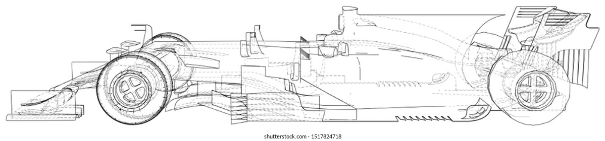 Model speed car. Abstract drawing. Wire-frame. EPS10 format. Vector created of 3d