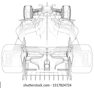 Model speed car. Abstract drawing. Wire-frame. EPS10 format. Vector created of 3d