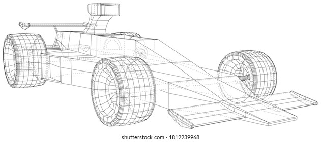 Model speed car. Abstract drawing. Wire-frame. EPS10 format. Vector created of 3d