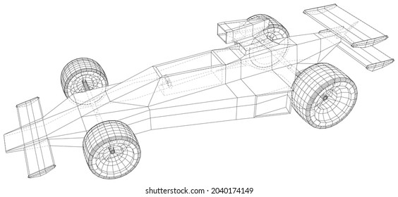 Auto de velocidad del modelo. Dibujo abstracto. Marco de cables. Formato EPS10. Vector creado en 3d