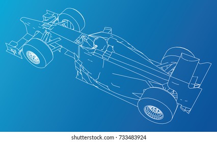 Model speed car. Abstract drawing. Wire-frame. EPS10 format. Vector created of 3d