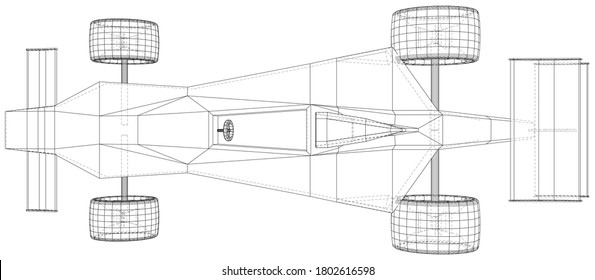Model speed car. Wire-frame. EPS10 format. Vector rendering of 3d.