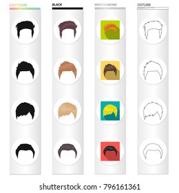 model, style, wig and other web icon in different style.theaters, circus, entourage icons in set collection.