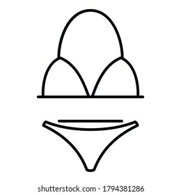 Model Schwimmanzug Symbol. Rahmenmodell-Badeanzug, Vektorsymbol für Webdesign einzeln auf weißem Hintergrund