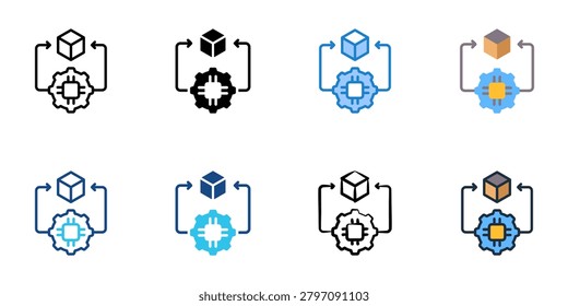 Model training icons set multiple style collection. Editable stroke 

