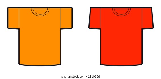 A model of a two t-shirt designs