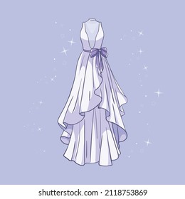 Model of a wedding dress with sequins around