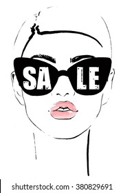 Model Women Face In Fashion Sunglasses Shopping