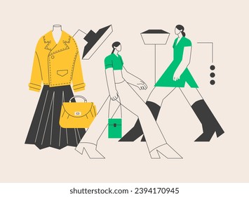 Modelación de la ilustración abstracta del vector concepto de la agencia. Industria de la moda, negocios de agentes de modelos, servicios de empresas de modelado, casting para tiro, convocatoria abierta para modelos hombres y mujeres metáforas abstractas.