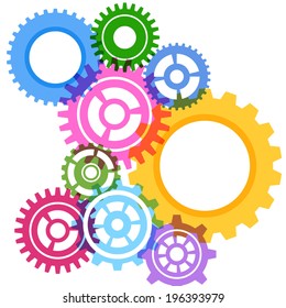 Modeling bright gear wheels background. Vector illustration