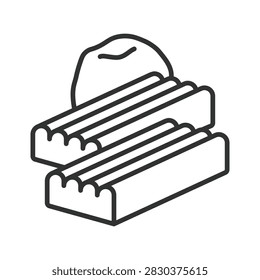 Modeling clay icon in line design. Playdough, children, sculpting, creativity, craft, colorful, learning on white background vector. Modeling clay editable stroke icon.