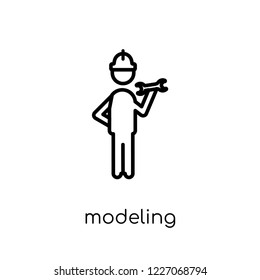 Modeling icon. Trendy modern flat linear vector Modeling icon on white background from thin line Activity and Hobbies collection, editable outline stroke vector illustration