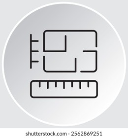 Modeling outline icon. Planning, scheme, dimension, project, measurement, floor plan and more.