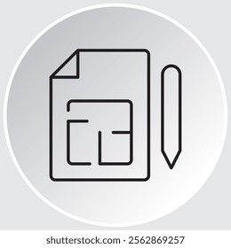 Modeling outline icon. Planning, scheme, dimension, project, measurement, floor plan and more.