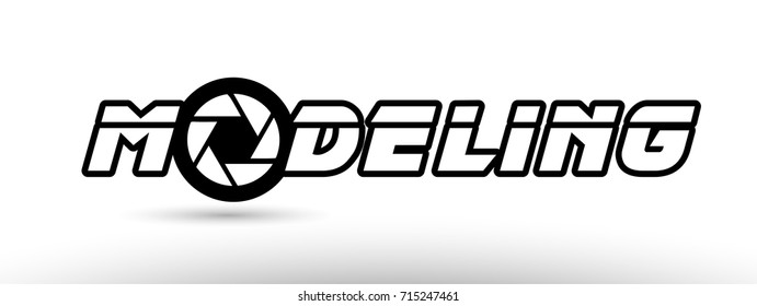 modeling text photo camera concept with aperture logo on white background