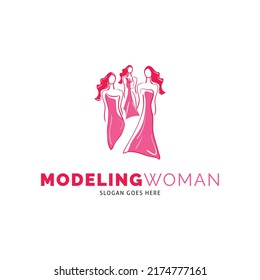 Modeling Woman Icon Vector Logo Template Illustration Design