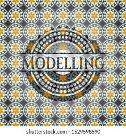Modelling arabesque badge. arabic decoration.