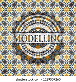 Modelling arabic style emblem. Arabesque decoration.