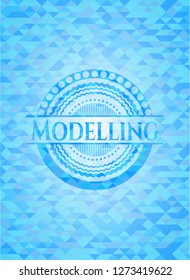 Modelling realistic sky blue mosaic emblem