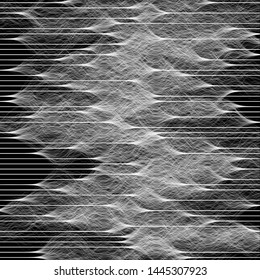 Modelling of signal. Vector illustration for technology or electronic music cover design. Generative art.
