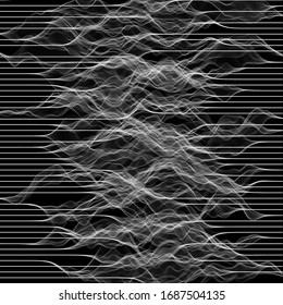 Modelling of signal. Vector illustration for technology or electronic music cover design. Generative art.