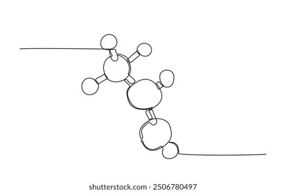 Models of molecules in simple outline illustration. Continuous line drawing of Models of molecules. Travel and adventure concept. science and health concept.