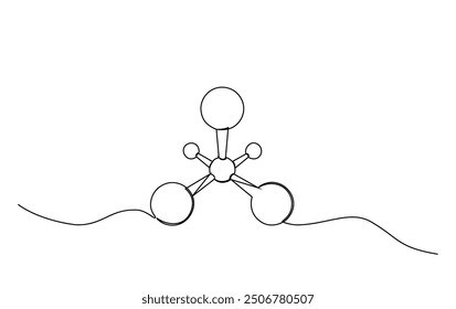 Models of molecules in simple outline illustration. Continuous line drawing of Models of molecules. Travel and adventure concept. science and health concept.