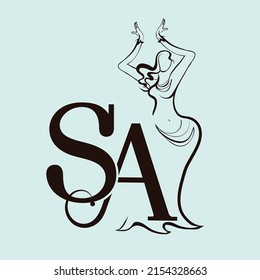 models silhouette dancing with letters SA