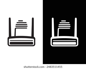 Modem Black and white vector art illustration.