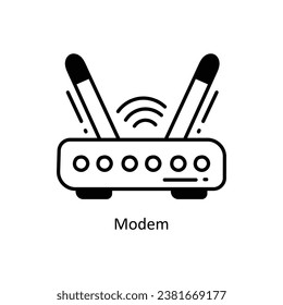 Modem doodle Icon Design illustration. Networking Symbol on White background EPS 10 File