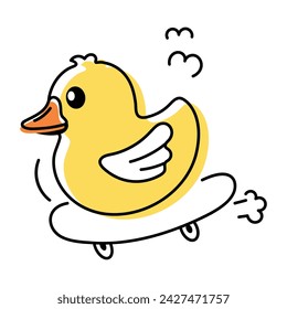 Modem doodle icon of duck skating