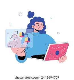Modem doodle mini illustration depicting smart interface 