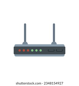 Modem equipment icon flat vector. Wifi internet. Lan device isolated