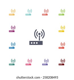 modem flat icons set. Open colorful buttons 
