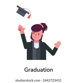 Modem flat style icon of graduation 