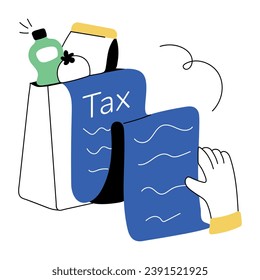 Modem hand drawn illustration depicting grocery tax 