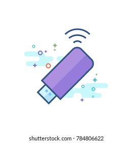 Modem icon in outlined flat color style. Vector illustration.