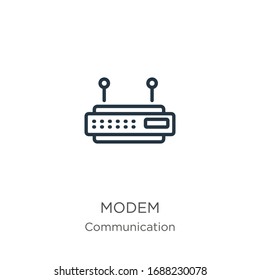 Modem icon. Thin linear modem outline icon isolated on white background from communication collection. Line vector sign, symbol for web and mobile
