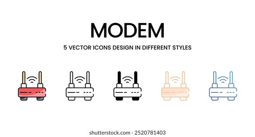 Conjunto de iconos de módem listos para usar Icono de Vector Ilustración de stock