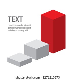 Modem isometric graphic statistical bar icon, 3 columns step use as  infographic box display with text,  isometric cube concept vector isolated on white background