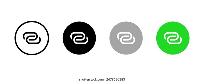 Modem mode icon set. Hotspot status buttons. Share link symbol. Chain vector illustration. Internet sharing indicator. Attach link button isolated.